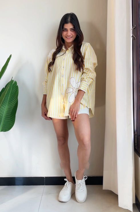 Daisy Stripe Shirt (Red & Pink)